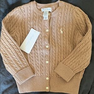 Ralph Lauren Baby Heather Camel Cable Knit Cardigan Sweater